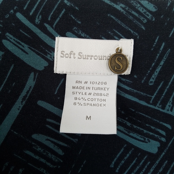 Soft Surroundings Faux Wrap Blue Abstract Print Top, M - Picture 9 of 10